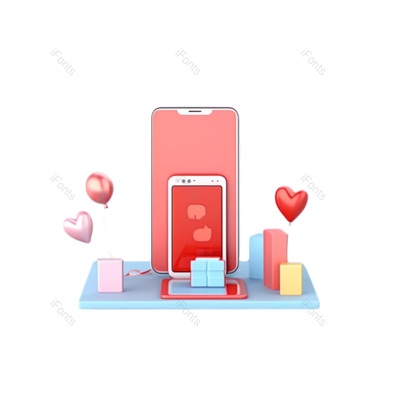 立体图片,礼盒元素,智能手机PNG,可爱风免抠素材